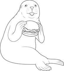 Seal Burger Animal Vector Graphic Art Illustration