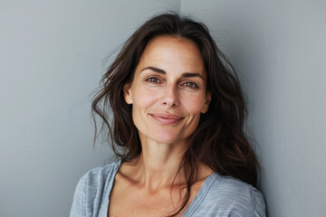 Obraz premium A close up portrait of a woman with a subtle smile