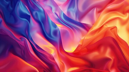 Obraz premium Vibrant abstract silky fabric with flowing colorful waves