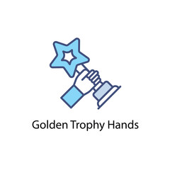 Golden Trophy Hands vector icon