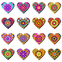 scrapbook hearts on white background