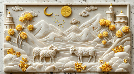 Illustration of an Islamic Mosque Ramadan Kareem, Eid al-adha background