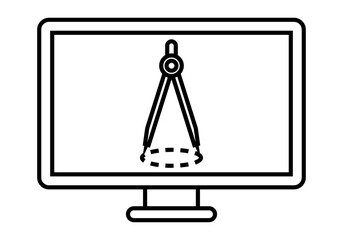 Icono negro de pantalla con un comp&aacute;s representando el dise&ntilde;o de un arquitecto