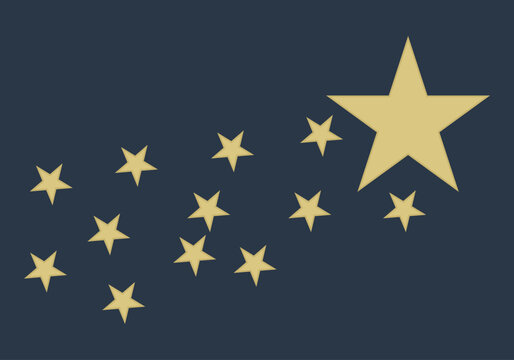 Paisaje nocturno con estrellas doradas.