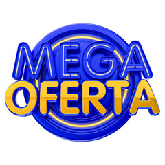 Mega offer 3d render label isolated in transparent background