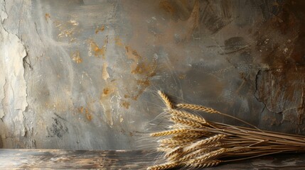 Wheat Stalks on Aged Table