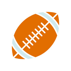 American football set icon. Brown oval ball, white stripes, black outline, sports equipment, game, competition, recreation, team sport.