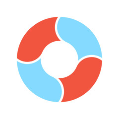 Lifesaver set icon. Red and blue ring, safety equipment, flotation device, water rescue, nautical, emergency, maritime, swimming.