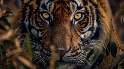 Fototapeta premium Close-Up Tiger ambushing its prey