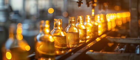 Obraz premium The production line of glass bottles in the factory