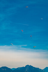 Alpine summer view at paraglider paradise Koessen, Kitzbuehel, Tyrol, Austria