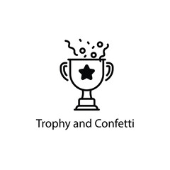 Trophy and Confetti vector icon