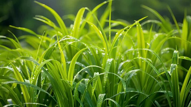 A closeup of a of citronella plants growing in a garden known for their natural insect repellent properties.