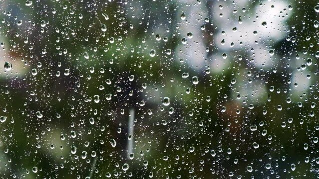 rain falling on the window surface