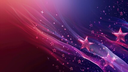 Obraz premium Abstract image with flowing ribbons and stars, luminous colors