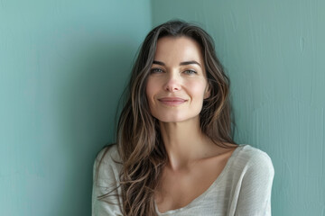 Fototapeta premium A close up portrait of a woman with a subtle smile
