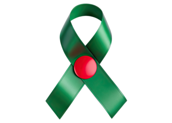 A green ribbon with a red circle in the center, symbolizing the flag of Bangladesh. Generative AI