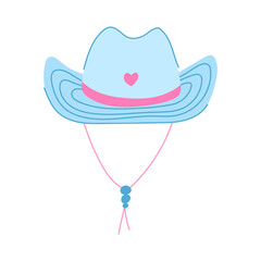 country cowgirl hat cartoon. cow rodeo, element cute, west american country cowgirl hat sign. isolated symbol vector illustration