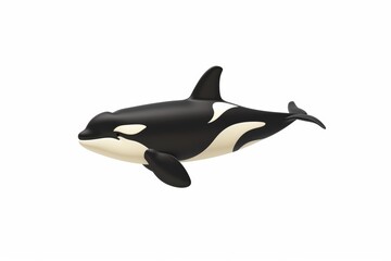 Fototapeta premium Graceful orca whale swimming isolated on white background