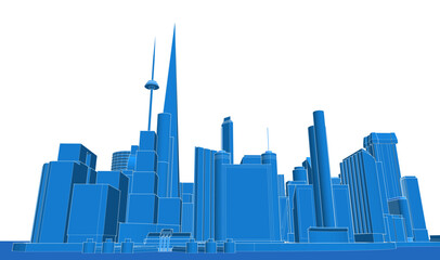 Fototapeta premium modern city panorama 3d illustration 