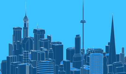 Fototapeta premium modern city panorama 3d illustration 