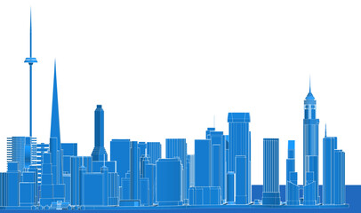 Fototapeta premium modern city panorama 3d illustration 