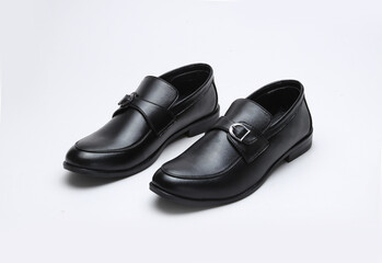 party wear black formal shoes pair isolated