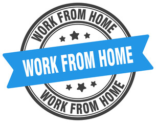 work from home stamp. work from home label on transparent background. round sign