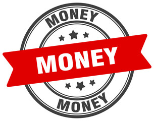 money stamp. money label on transparent background. round sign