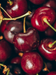 Fresh ripe sweet cherry background closeup