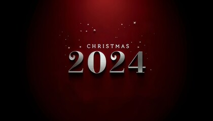 'Christmas 2024' in a clean, minimalist silver font on a dark red background with subtle snowflake elements