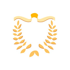 wreath gold laurel cartoon. prize medal, ribbon honor, leaf badge wreath gold laurel sign. isolated symbol vector illustration