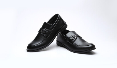 party wear black formal shoes pair isolated