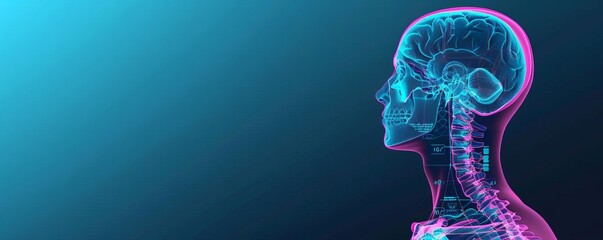 Innovative Xray teaching methods in medical education, side view, portraying innovative approaches, cybernetic tone, Triadic Color Scheme