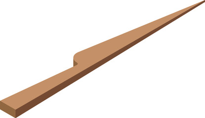 Simple 3d illustration of a single brown wooden coffee stirrer lying on a white background