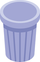 Purple trash can standing open and waiting to collect garbage in isometric view
