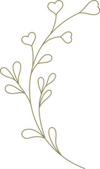 Gentle wildflower elegant feminine monochrome linear decorative element for logo vector