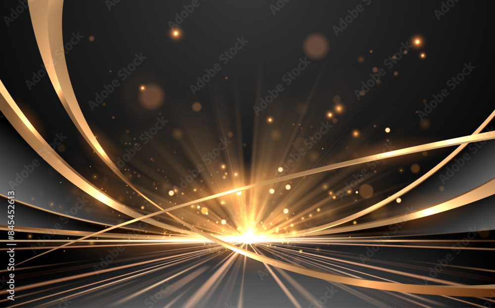 Wall mural Abstract golden light rays effect with lines