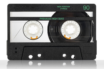 Black Audio Cassette Tape with Green Label