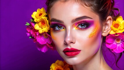 a young woman with flawless makeup, female model