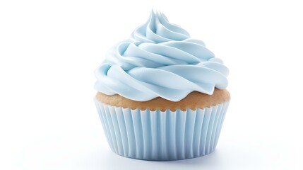 Blue Cupcake on a white Background with Copy Space