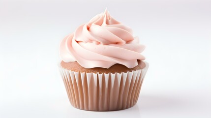 Blush Cupcake on a white Background with Copy Space