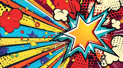 Fototapeta premium Colorful Comic Book Style Explosion Background With Bright Stripes