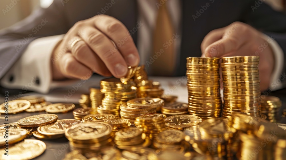 Aufkleber high-angle view of a financial advisor explaining gold investment opportunities using a graph chart