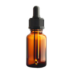 Fototapeta premium A high-quality amber glass dropper bottle with a black cap, ideal for essential oils, serums, and various liquid products.