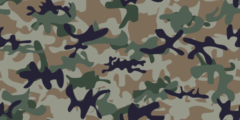 Fototapeta premium Camouflage Woodland Vector. Tree Green Grunge. Vector Beige Texture. Grey Camo Print. Beige Fabric Pattern. Seamless Spot. Digital Brown Camouflage. Military Camo Print. Modern Abstract Camouflage.