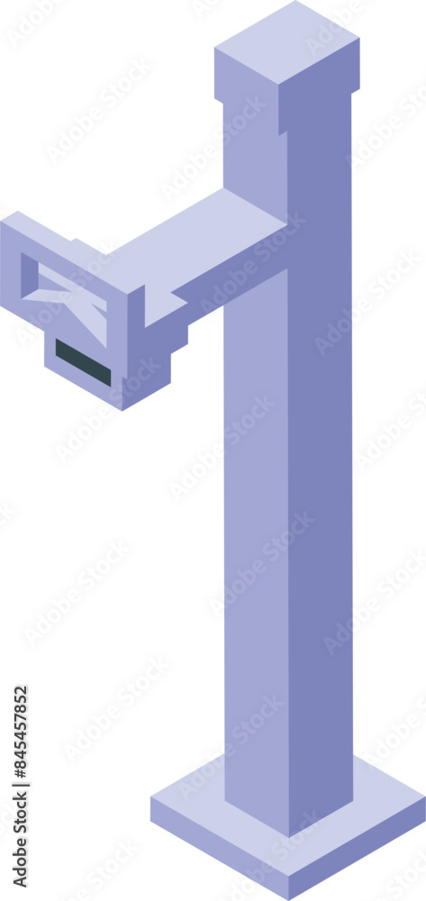 Poster isometric icon of modern sensor standing on metal pole detecting information