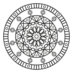 simple mandalas coloring pages - easy mandala black and white outline vector