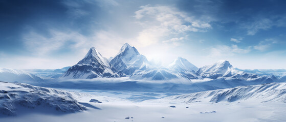 Majestic Snow-Covered Mountain Range