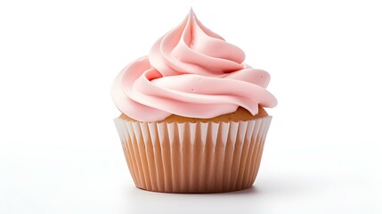 Light Pink Cupcake on a white Background with Copy Space